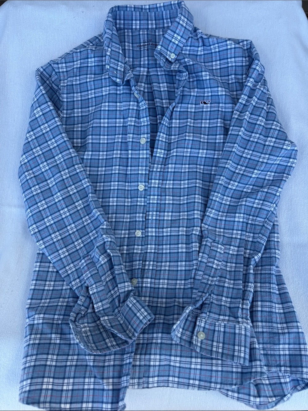Vineyard Vines Light Blue Plaid Button-Down Shirt